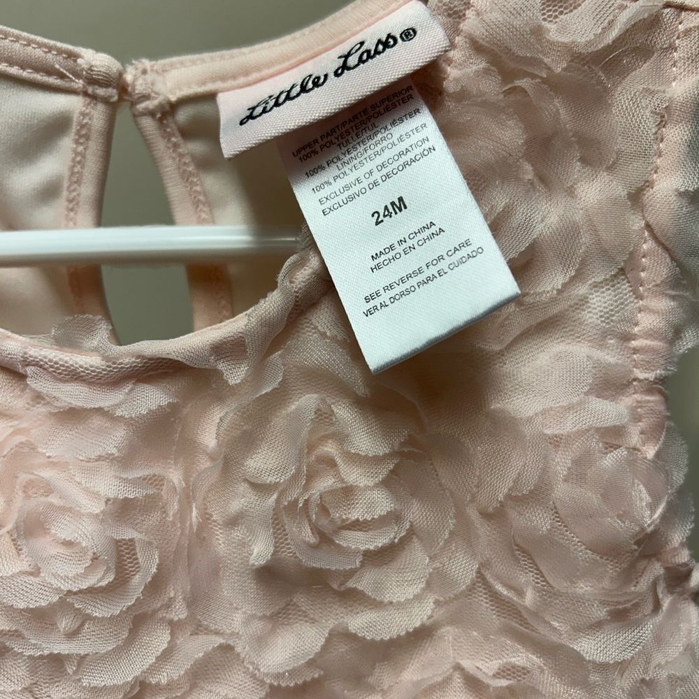 Girls 24M Little Lass Dress-Light Pink and Gold - Picture 3 of 4